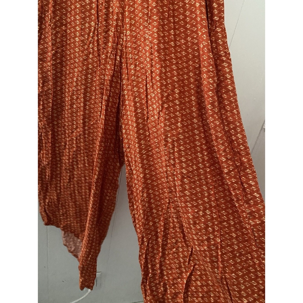 Billabong Orange Geometric Printed V-Neck Wide Leg Jumpsuit Size 6 - Picture 3 of 4